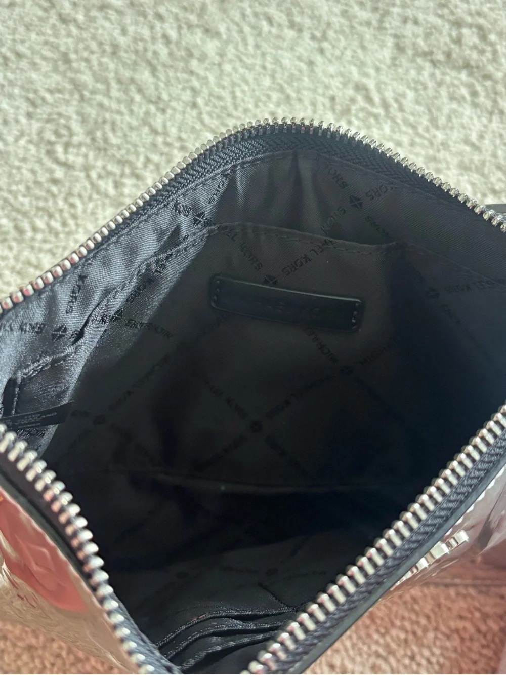 Michael Kors Metallic Silver Embossed Wristlet Pouch - Picture 3 of 4